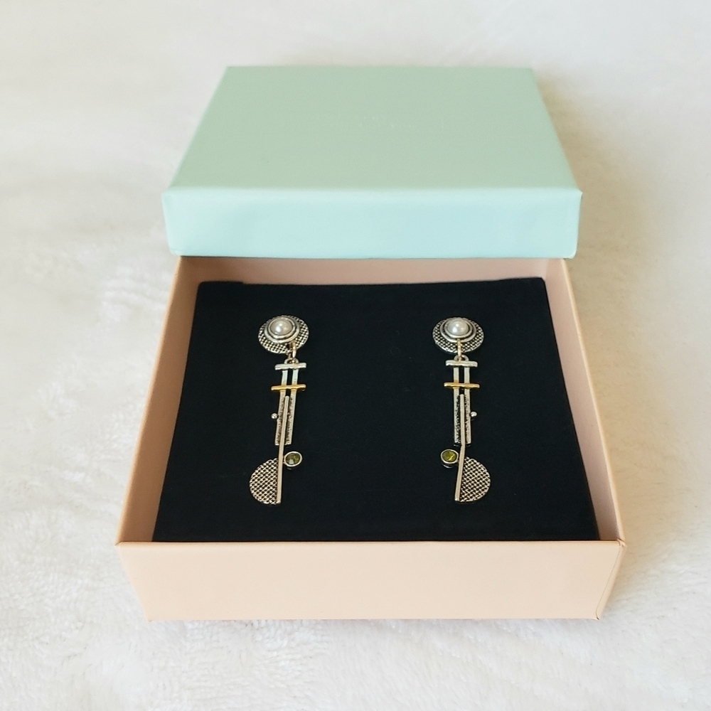 1295- Vintage Tribal Handcrafted Antique Silver Plated Earrings NWT - Picture 6 of 7